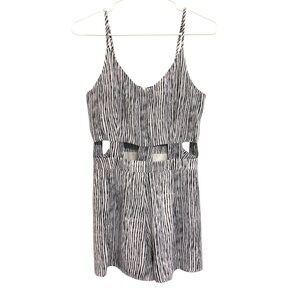 2/$30 Love Riche - Black & White Striped Cutout Romper | Size S | Sleeveless